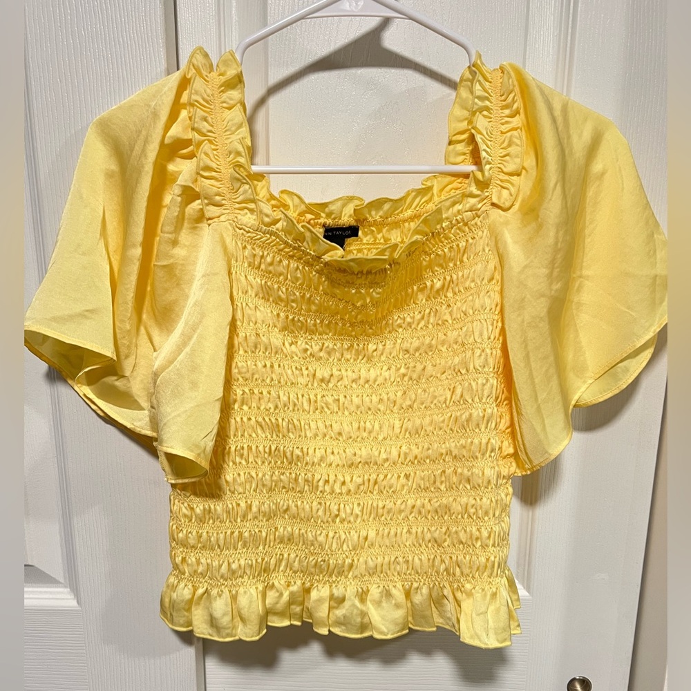 Ann Taylor Satin Ruched Crop Top